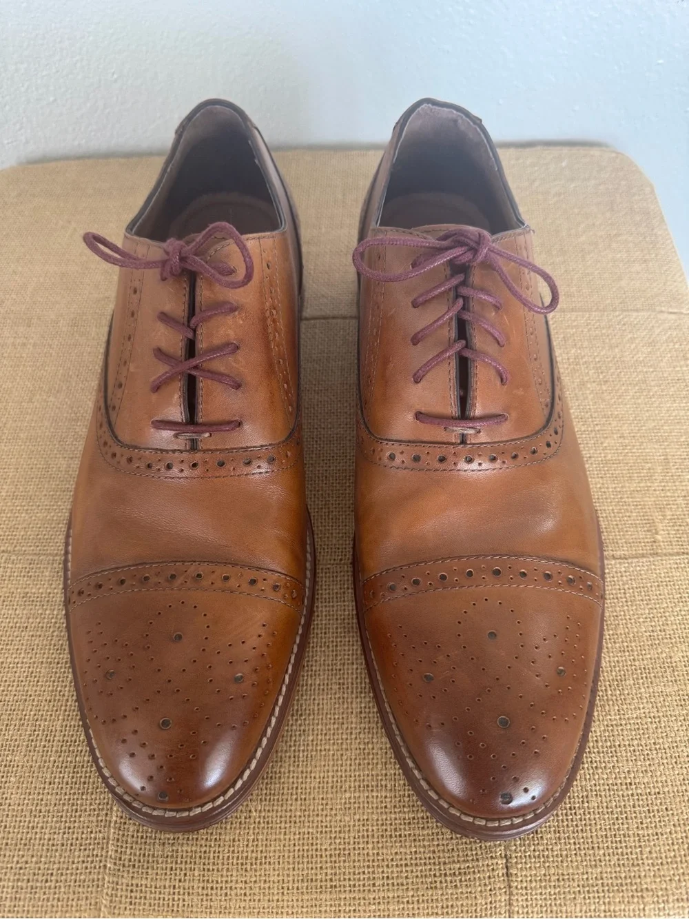 Johnston & Murphy Brown Leather Cap Toe Brogue Oxford Dress Shoes 11